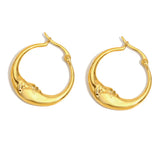 18K Gold Moon Hoop Earrings