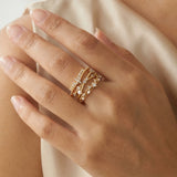 Gold Zircon & Pearl Ring Set (3-Piece)