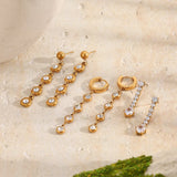 Round Zircon Chain Dangle Earrings