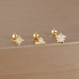 Crown & Crystal Stud Earring Set (3-Piece)