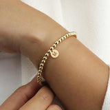 Gold Initial Disc Bracelet