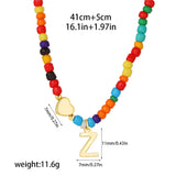 Beaded Initial Heart Necklace
