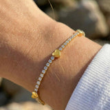 Gold Heart Tennis Bracelet
