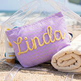 Personalized Seersucker Makeup & Travel Pouch