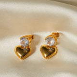 CZ Zircon Heart Pendant Earrings