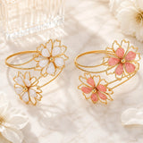 Gold Enamel Flower Arm Cuff