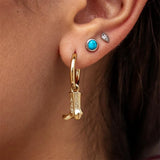 Retro Cowboy Boot Hoop Drop Earrings