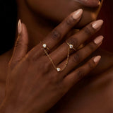 Gold Double Finger Chain Ring