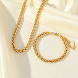 18K Gold-Plated Chain Necklace & Bracelet Set
