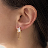 Square Zircon Chain Drop Earrings