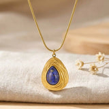 Tiger Eye & Lapis Pendant Necklace