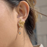 Gold Butterfly Pendant Drop Earrings