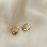 Gold Geometric Hoop Earrings with Zircon