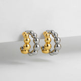 Double Layer Beaded Ball C-Hoop Earrings