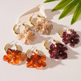 Vintage Resin Petal Flower Earrings