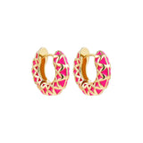 Boho Enamel Flower Hoop Earrings