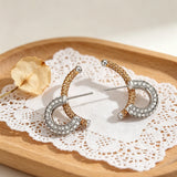 Mixed Metal Geometric Stud Earrings