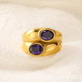 Waterproof Wide Double Layer Zircon Ring