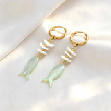 Ocean Fish & Shell Drop Earrings