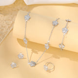 Five-Petal Clover Jewelry Set — Bracelet, Earrings & Necklace