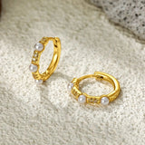 Pearl & Zircon Mini Hoop Earrings