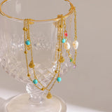 Turquoise, Pearl & Shell Double Anklet