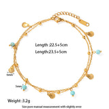 Turquoise, Pearl & Shell Double Anklet