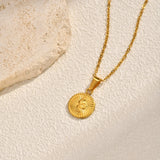 Round Disc Handmade Animal Snake Pendant Necklace, Women's Stainless Steel Delicate New Jewelry Tarnish Free