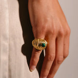 Green Opal Wide Open Ring