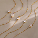 Heart & Round Zircon Charm Chain Bracelet