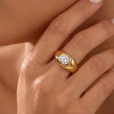Vintage Sparkle Zircon Chunky Ring