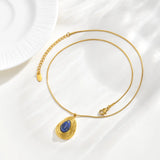 Tiger Eye & Lapis Pendant Necklace