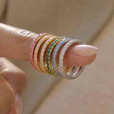 Colorful Cubic Zirconia Stackable Ring Set