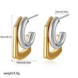 Two-Tone Tassel C-Shape Hoop Earrings