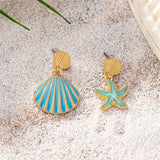 Asymmetrical Shell & Starfish Drop Earrings