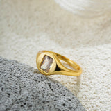 Square CZ Zircon Round Ring