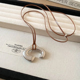 Horseshoe Pendant Leather Necklace