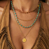 Boho Turquoise Coin Layered Necklace