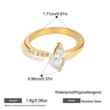 Geometric Zircon Rhinestone Open Ring