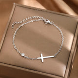 Dainty CZ Cross Bracelet