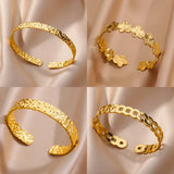 Gold Cuff Bangle Bracelet