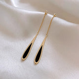Black Tassel Drop Earrings