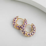 Enamel Circle Huggie Earrings