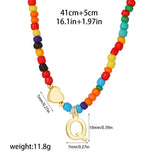 Beaded Initial Heart Pendant Necklace