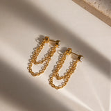 Zircon Double Layer Chain Drop Earrings