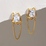Square Zircon Chain Drop Earrings
