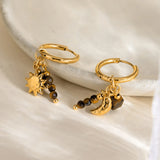 Tiger Eye Sun & Moon Hoop Earrings