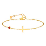Birthstone CZ Cross Chain Bracelet