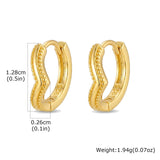 Gold CZ V-Huggie Hoop Earrings