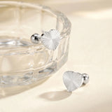Silver Heart Sunburst Studs